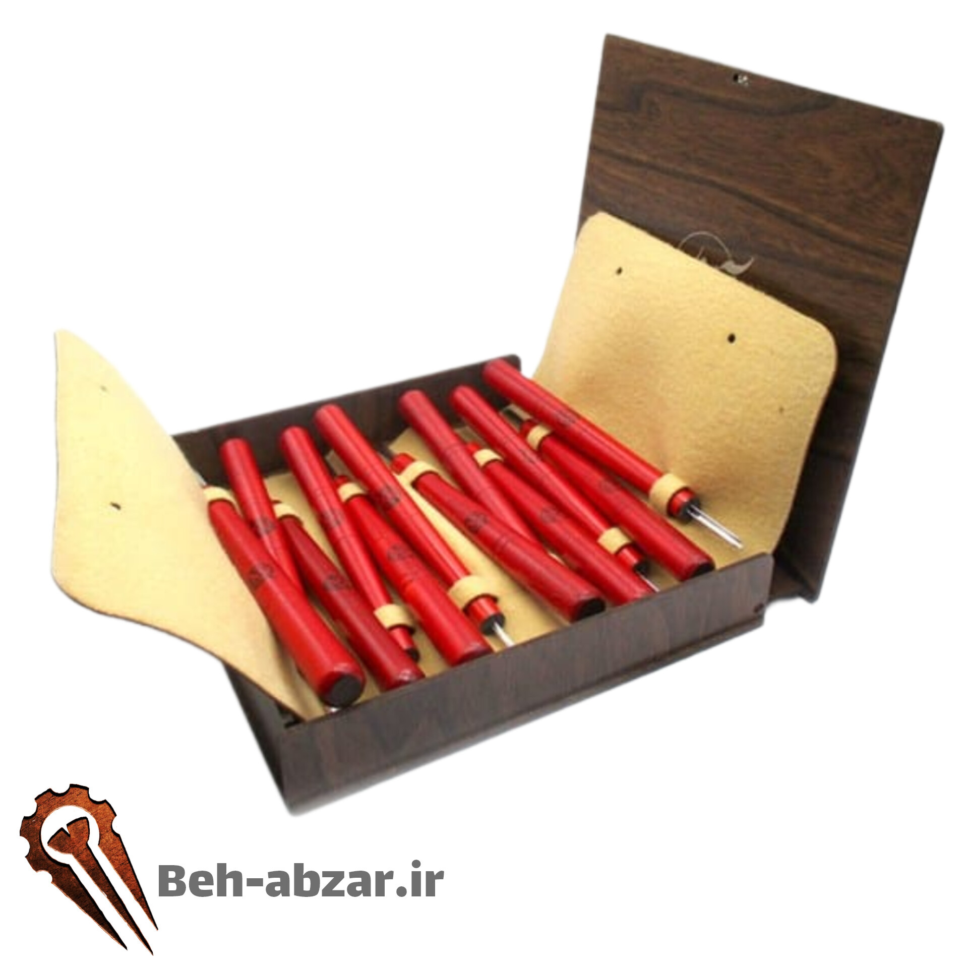 مغار قلمی دسته چوبی آذر مغار مجموعه 12 عددی